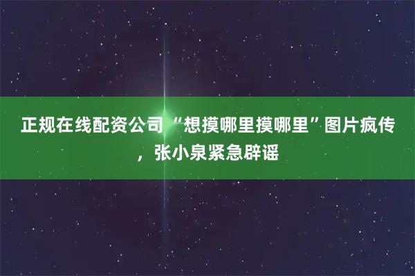 正规在线配资公司 “想摸哪里摸哪里”图片疯传，张小泉紧急辟谣